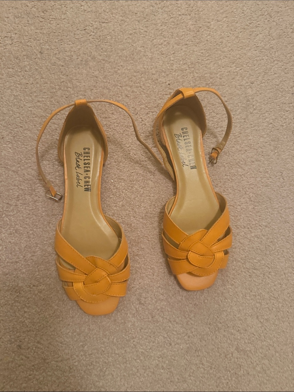 Chelsea Crew Black Label Women's Mustard Knot Ankle-Strap Sandals